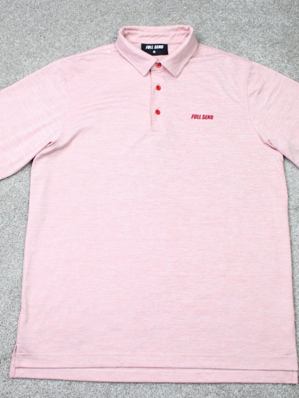 Full Send Polo Shirt Mens Medium Heather Red Polyester Stretch Golf Short Sleeve